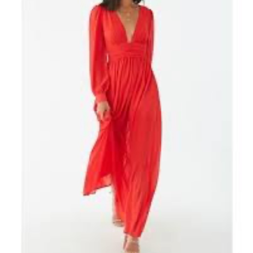 Red/pink sheer long sleeve dress